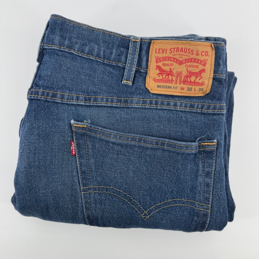 Levi's Western Fit Jeans Mens 38x30 Blue Medium Wash Stretch Denim S-Gene